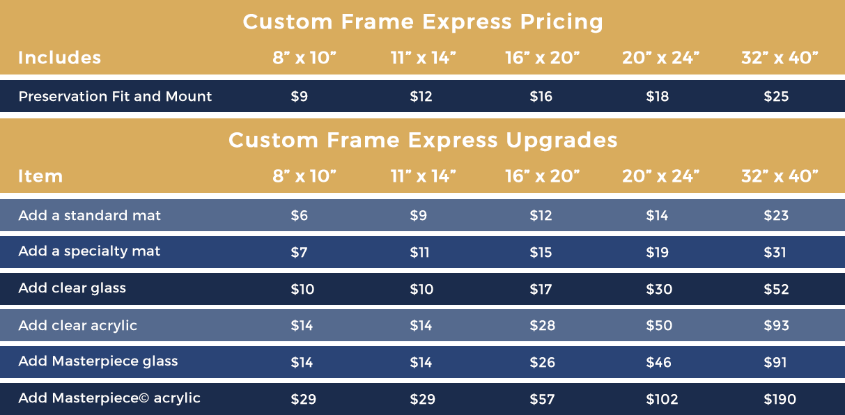 Custom Frame Express Pricing