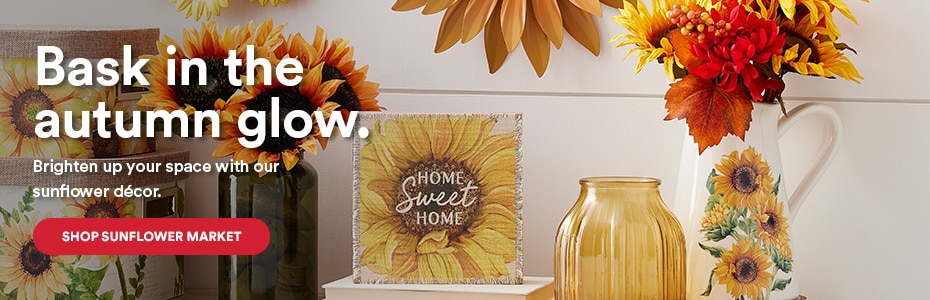 Bask in the autumn glow. Brighten up your space with our sunflower décor. Shop Sunflower Market.