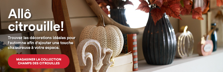 Allô citrouille! Trouvez les décorations idéales pour l'automne afin d'ajouter une touche chaleureuse à votre espace. Magasiner la collection champs des citrouilles.