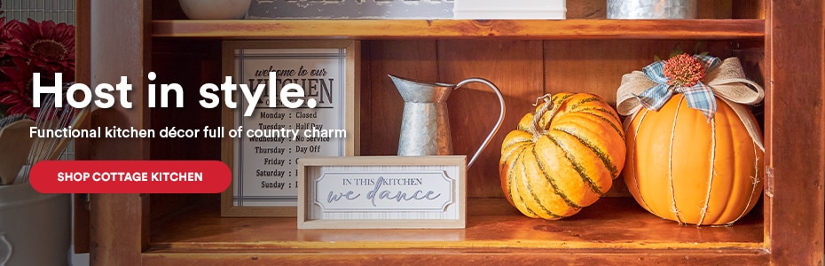 Host in style. Functional kitchen décor full of country charm. Shop Cottage Kitchen.